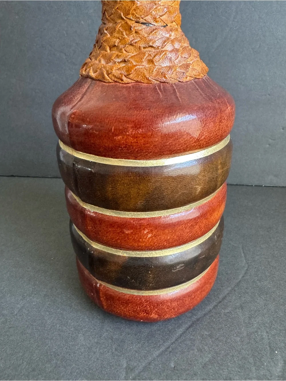 Vintage Italian Leather Wrapped Decanter Mid Century Modern Made In Italy 14